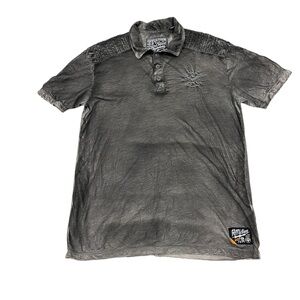 Affliction Polo Black Premium Shirt Mens Medium Gray